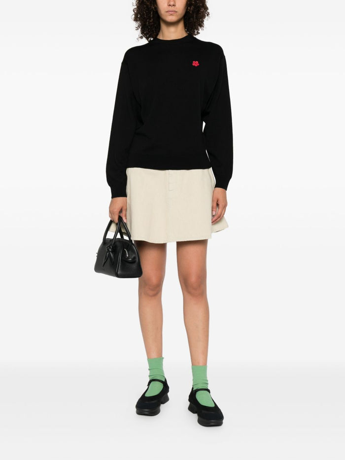 Kenzo Maglia Nero Donna Micro Ricamo Fiore 2