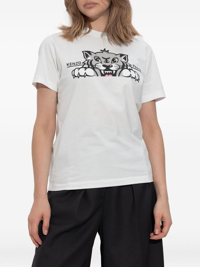 Kenzo T-shirt Bianco Donna Stampa Tigre 1