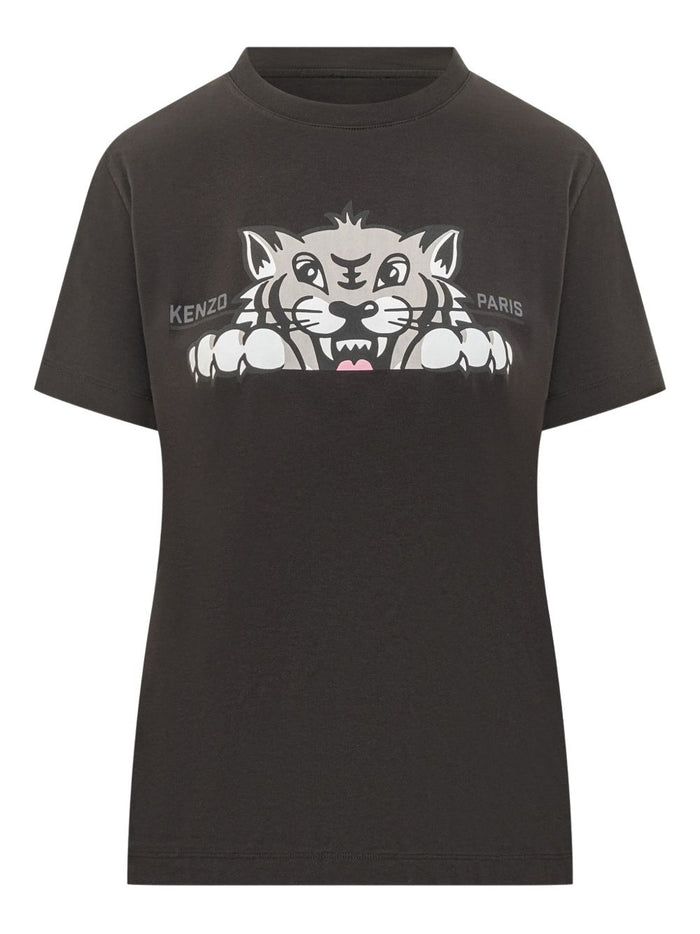 Kenzo T-shirt Nero Donna Stampa Tigre 1