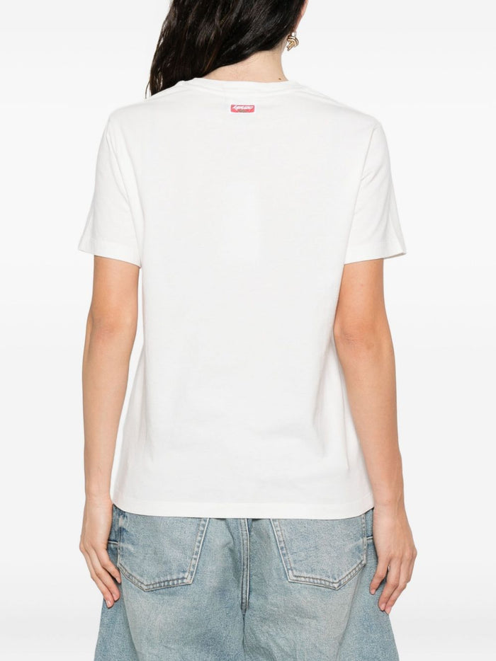 Kenzo T-shirt Bianco Donna Logo con Fiore 3
