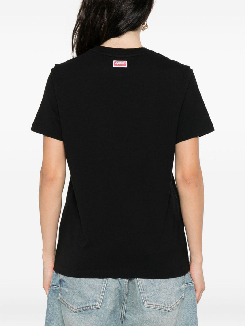 Kenzo T-shirt Nero Donna Logo con Fiore Dipierro - Main Image