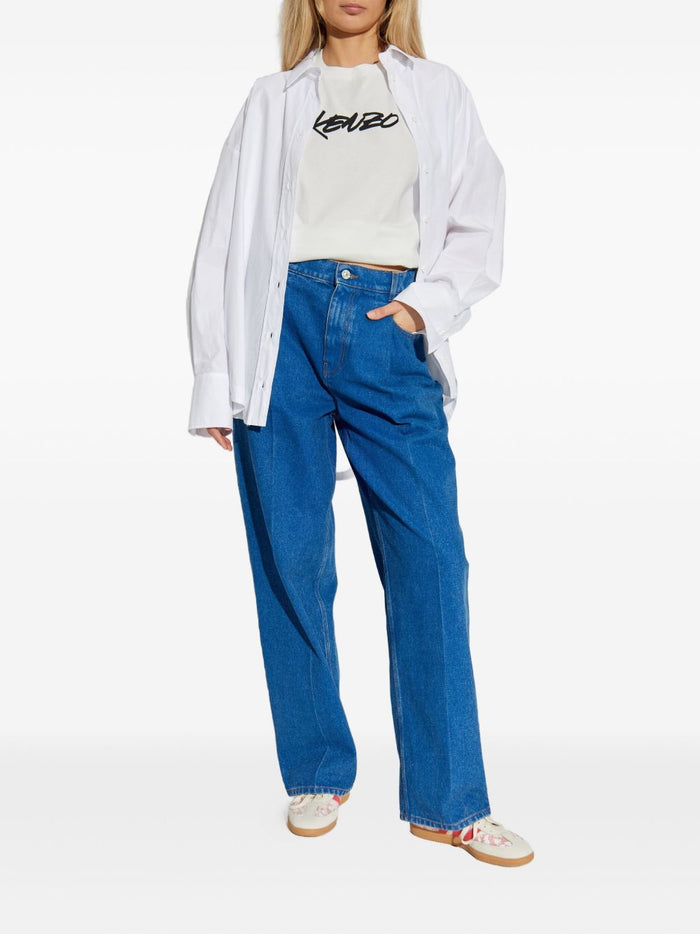 Kenzo Women's White T-shirt with Front Logo Print 2