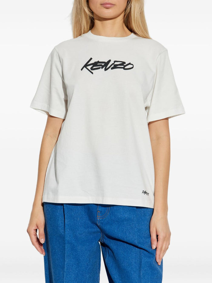 Kenzo Women's White T-shirt with Front Logo Print 1
