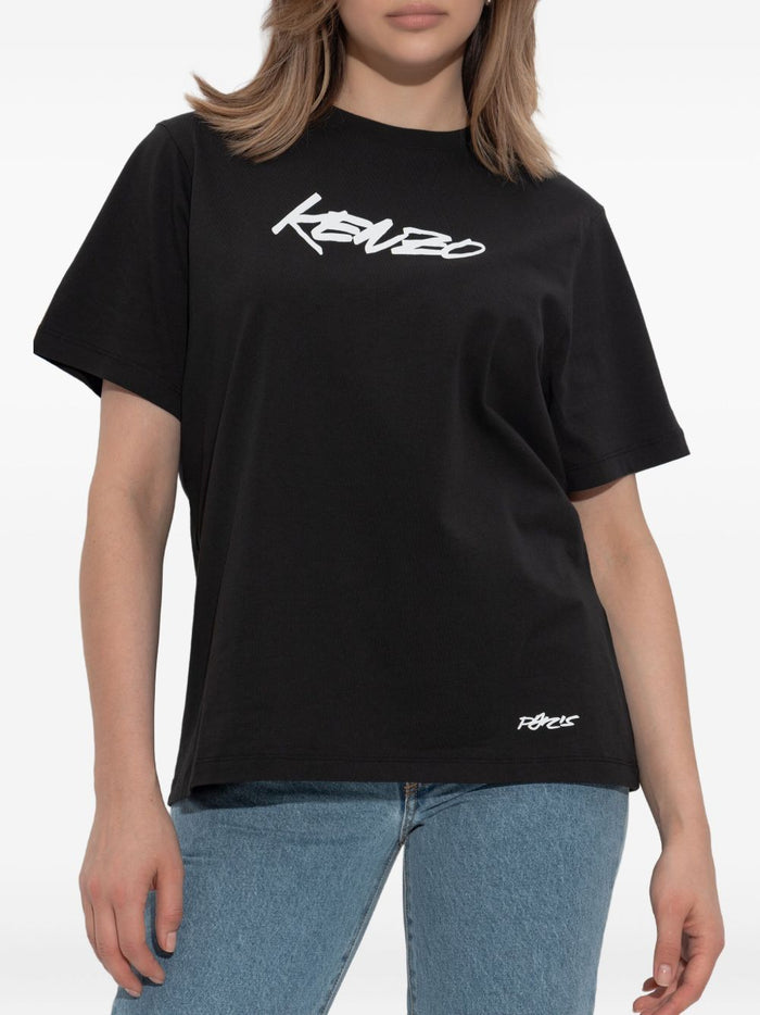 Kenzo T-shirt Nero Donna Stampa Logo Anteriore 1