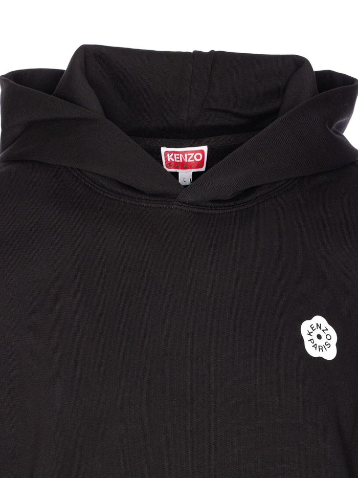 Kenzo Felpa Nero Uomo Cappuccio con Fiore Posteriore 2
