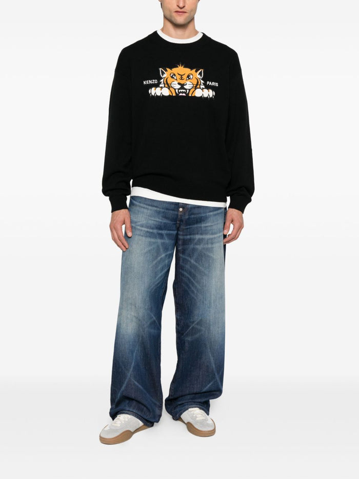 Kenzo Maglia Nero Uomo Ricamo Tigre 2