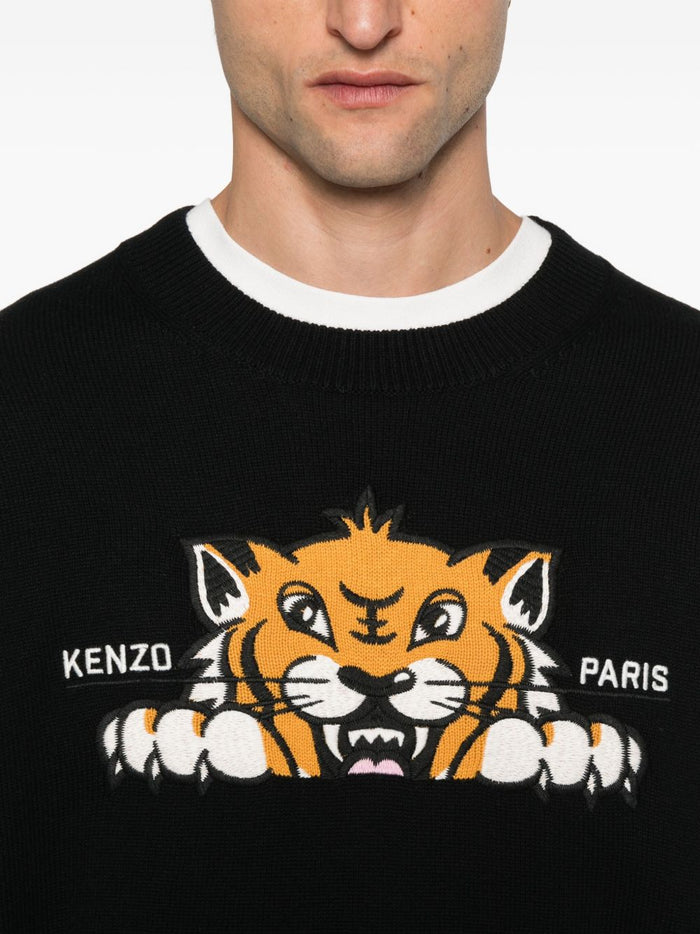 Kenzo Maglia Nero Uomo Ricamo Tigre 4