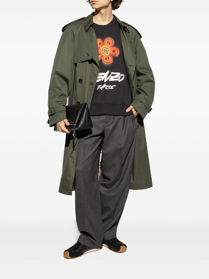 Kenzo Felpa Nero Uomo Stampa Logo e Fiore Boke 2