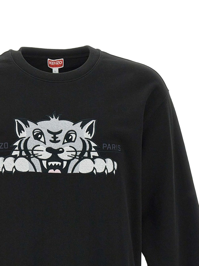 Kenzo Felpa Nero Uomo Ricamo Tigre 5