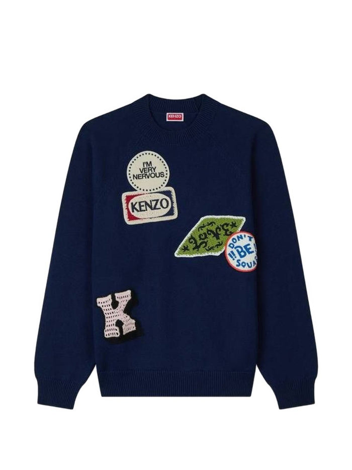 Kenzo Felpa Applicazioni Uomo Blu 3