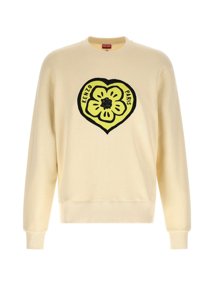 Kenzo Felpa Stampa Cuore Uomo Beige 1