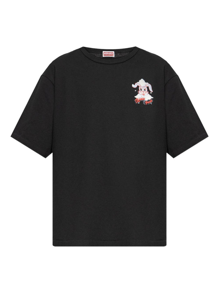 Kenzo T-Shirt Coniglio Uomo Nero 5