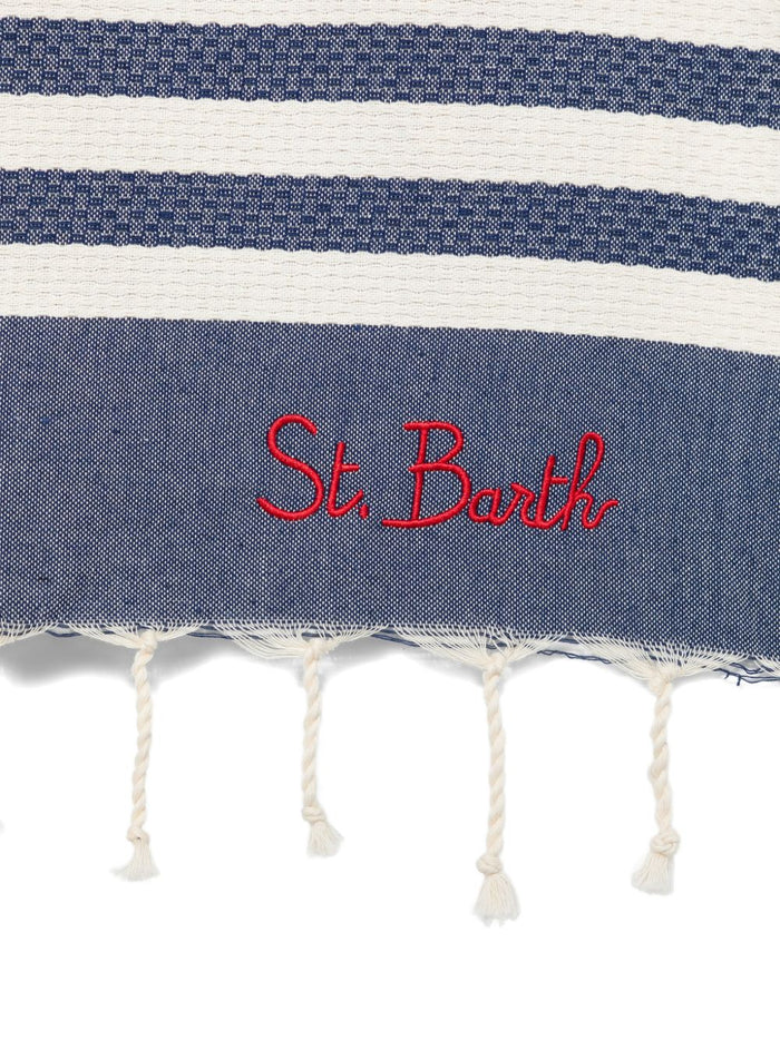 Mc2 Saint Barth Telo Mare Foutas Righe Unisex Bianco-Blu 3