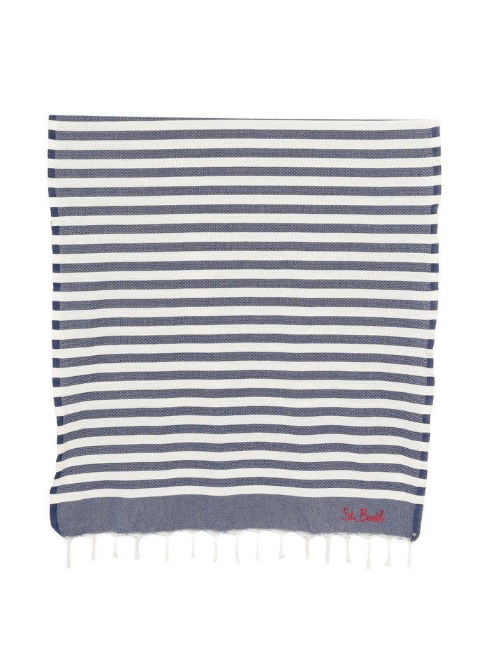Mc2 Saint Barth Telo Mare Foutas Righe Unisex Bianco-Blu 1