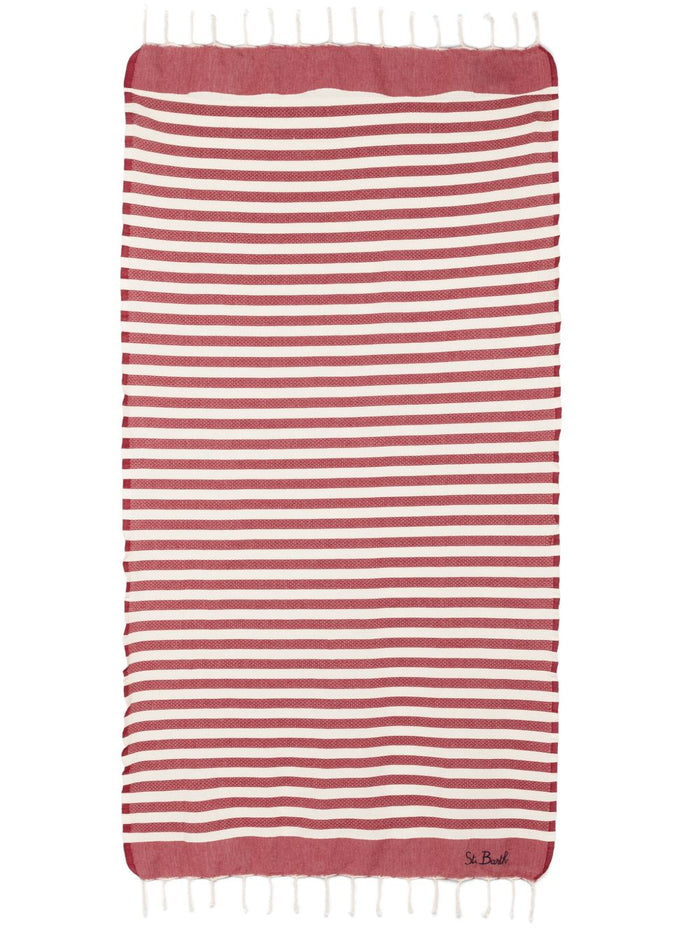 Mc2 Saint Barth Foutas Unisex Telo Bianco-Rosso Mare A Righe 2