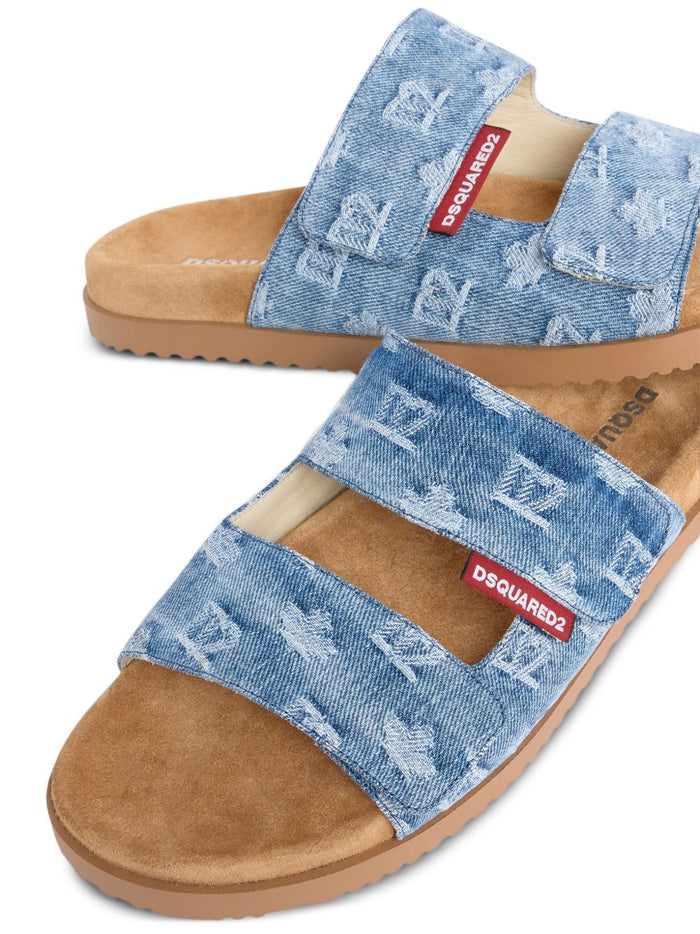 Dsquared2 Ciabatta Blu Uomo Monogramma 5