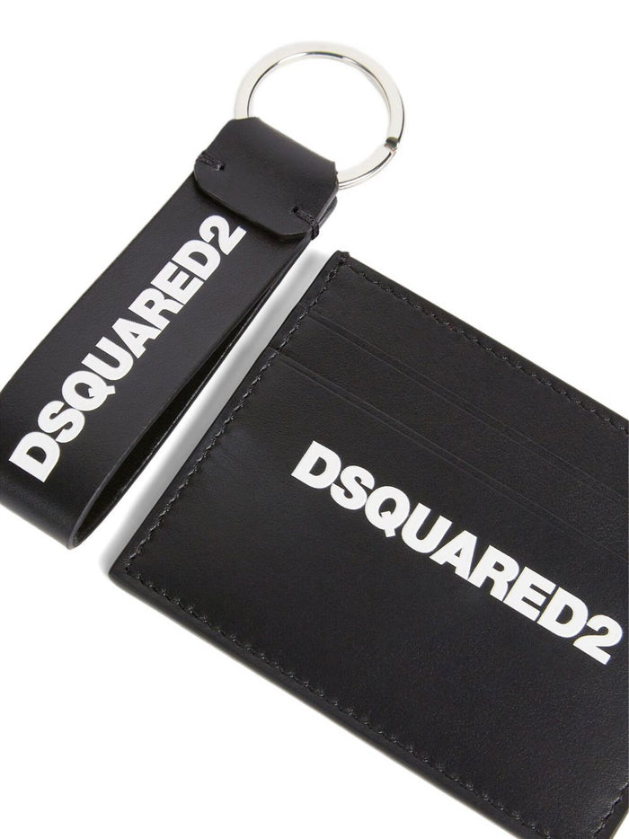 Dsquared2 Uomo Portacarte E Portachiavi Nero Logo Stampato 2