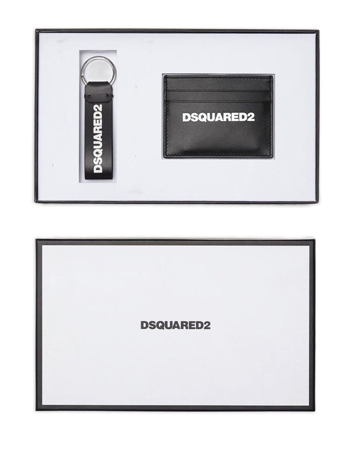 Dsquared2 Uomo Portacarte E Portachiavi Nero Logo Stampato 4