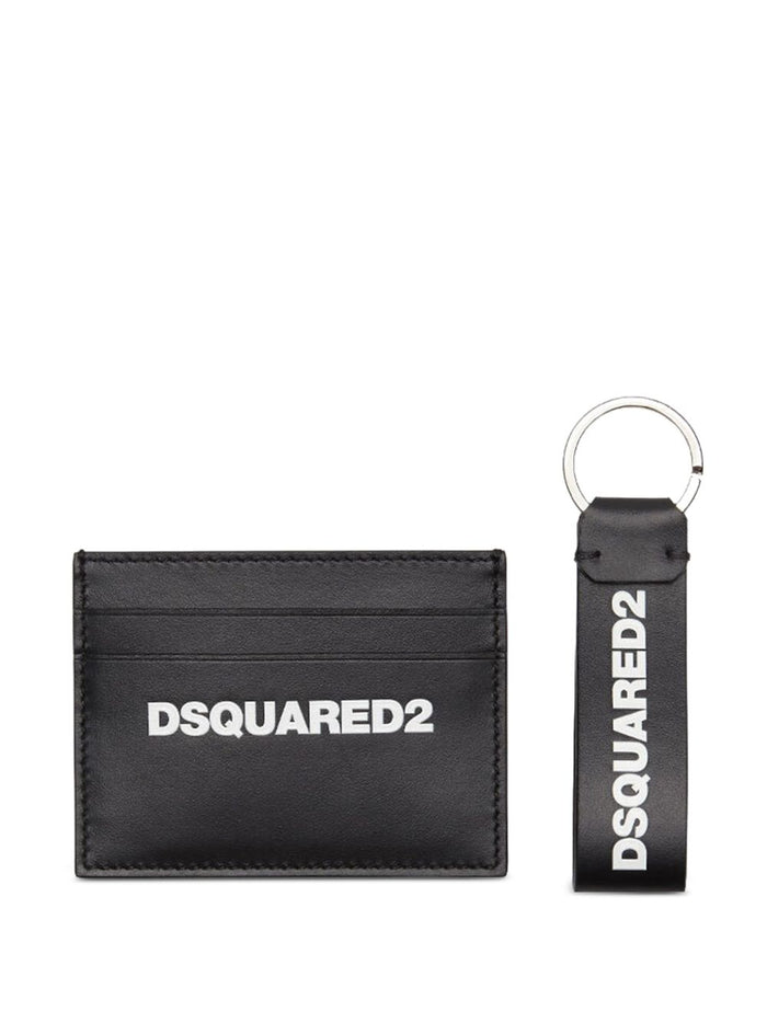 Dsquared2 Uomo Portacarte E Portachiavi Nero Logo Stampato 1