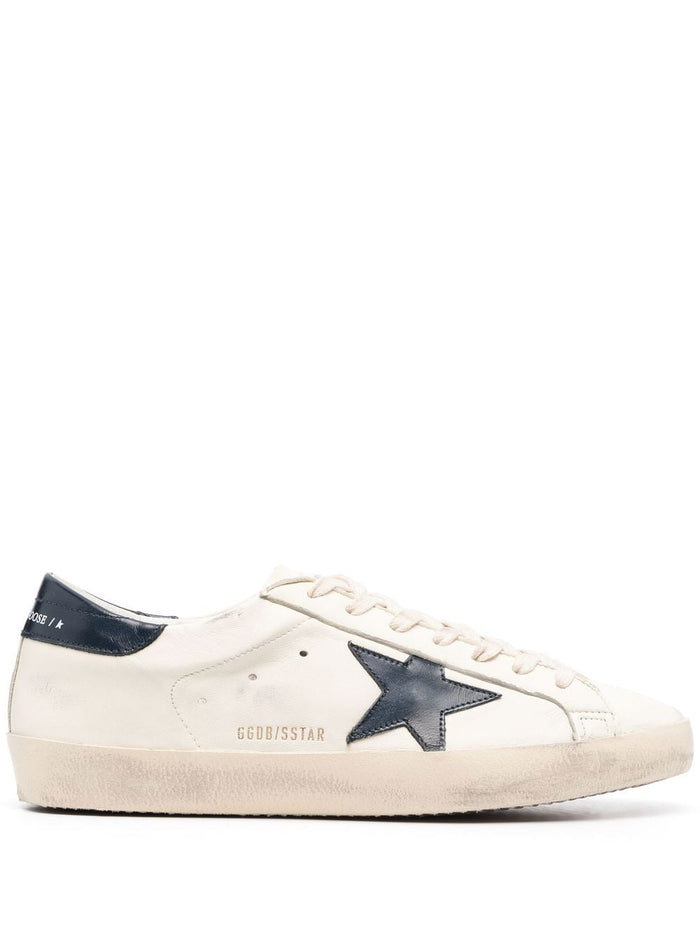 Golden Goose Super-Star Uomo Scarpa Beige-Blu 1