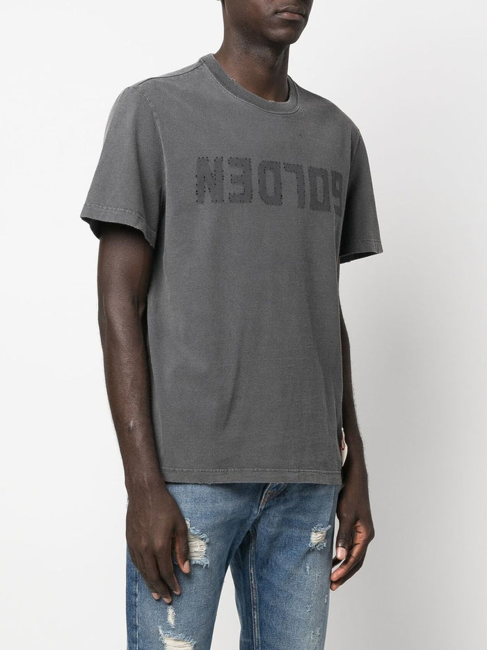 Golden Goose Uomo T-Shirt Grigio Motivo Logo Inverso 1