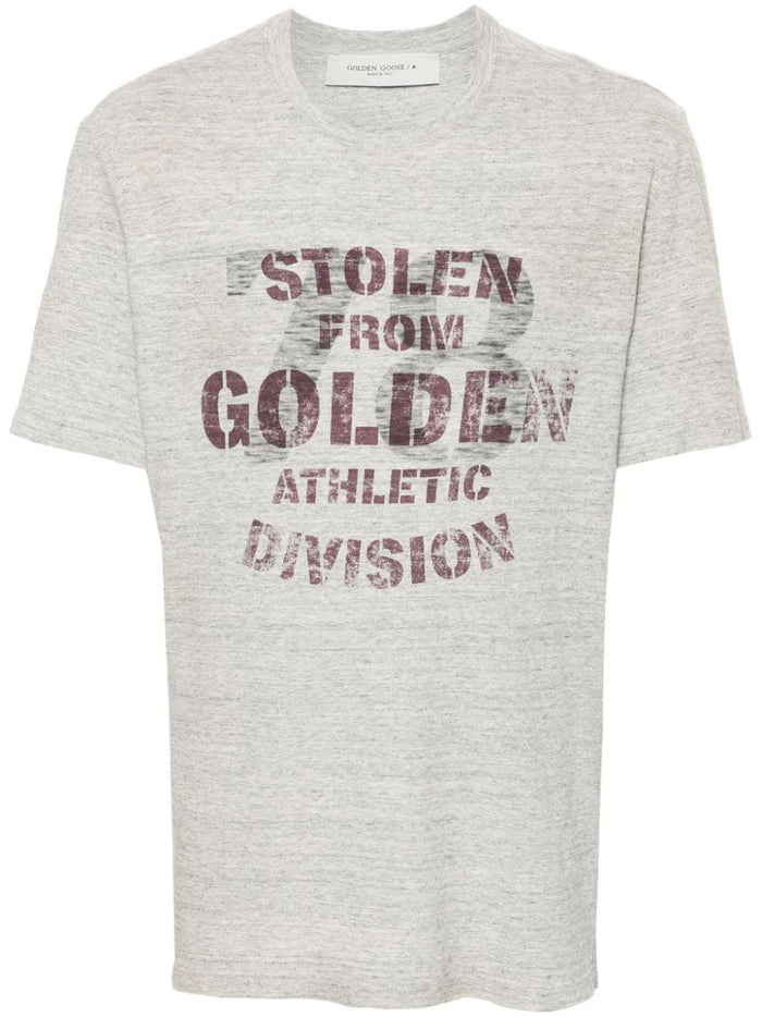 Golden Goose T-shirt Grigio Uomo Stampa Stolen 5