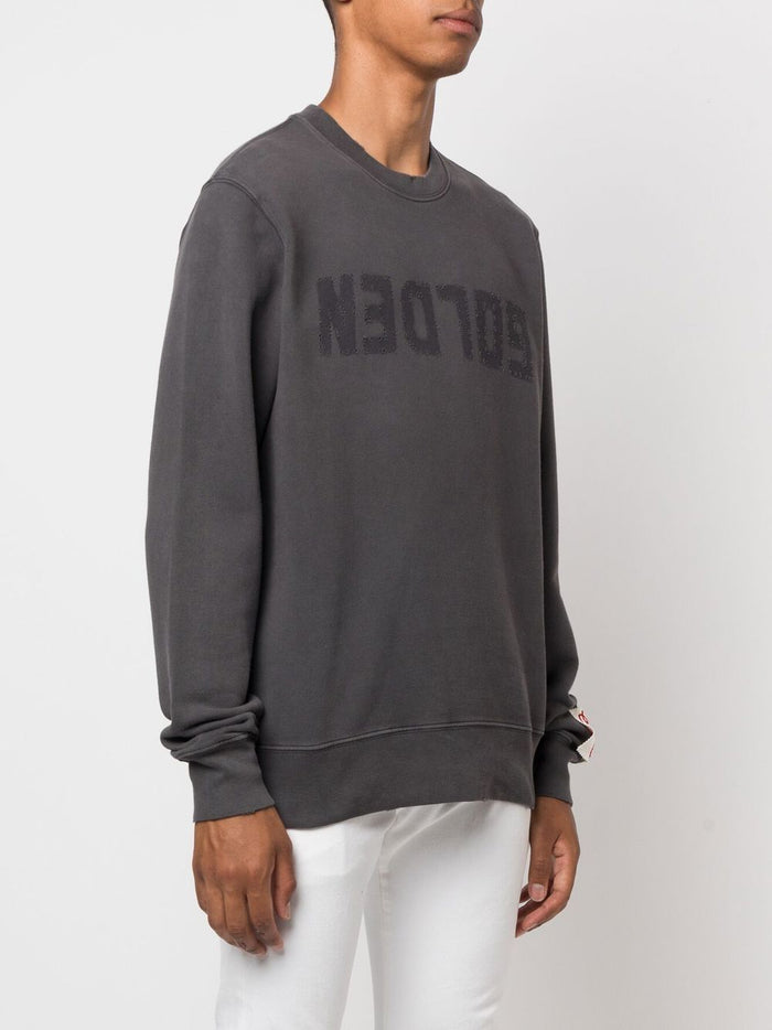 Golden Goose Men's Grey Sweatshirt with Reverse Logo 1