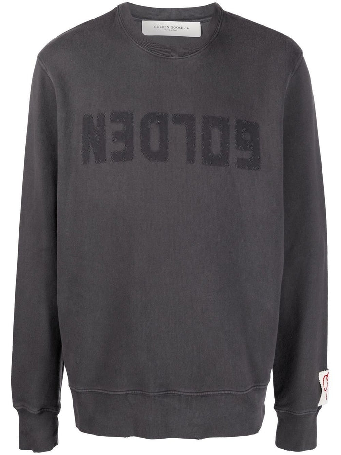 Golden Goose Men's Grey Sweatshirt with Reverse Logo 5