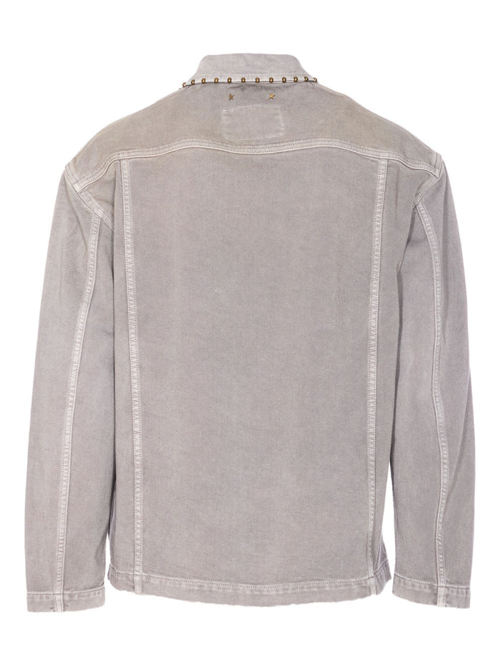 Golden Goose Giacca-Camicia Grigio Uomo con Borchie 2