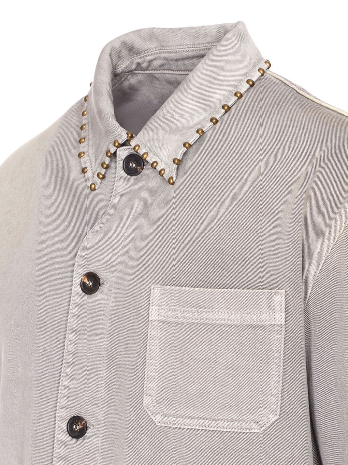 Golden Goose Giacca-Camicia Grigio Uomo con Borchie 3