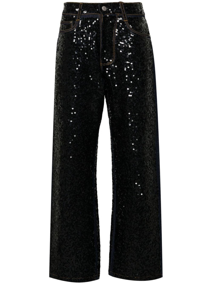 P.a.r.o.s.h. Jeans Multicolore Donna Guff dritti con paillettes 5