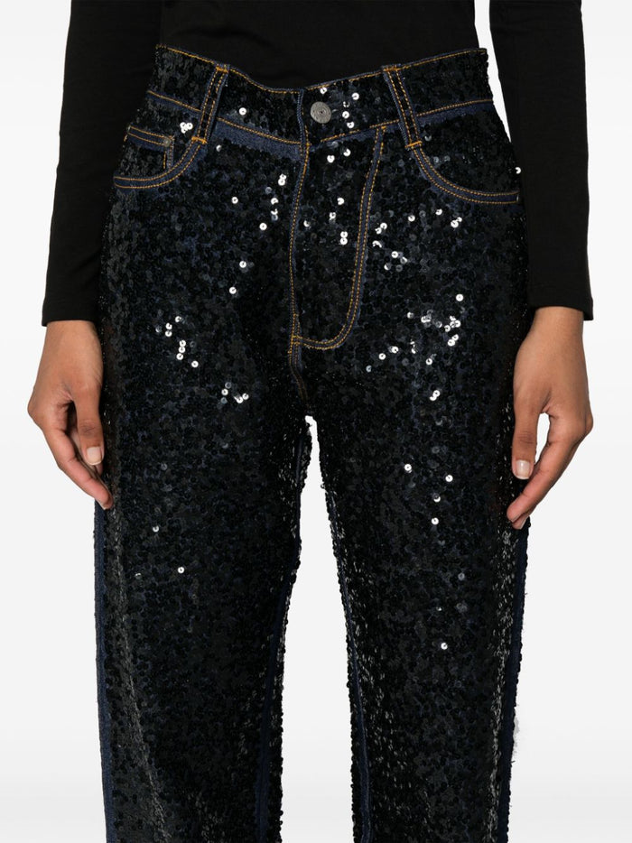 P.a.r.o.s.h. Jeans Multicolore Donna Guff dritti con paillettes 2