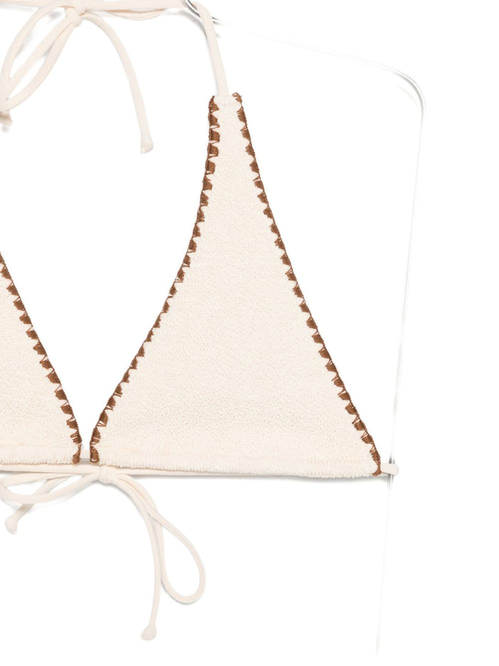 Mc2 Saint Barth Triangel Bikini Oberteil Häkeloptik Damen Creme 3
