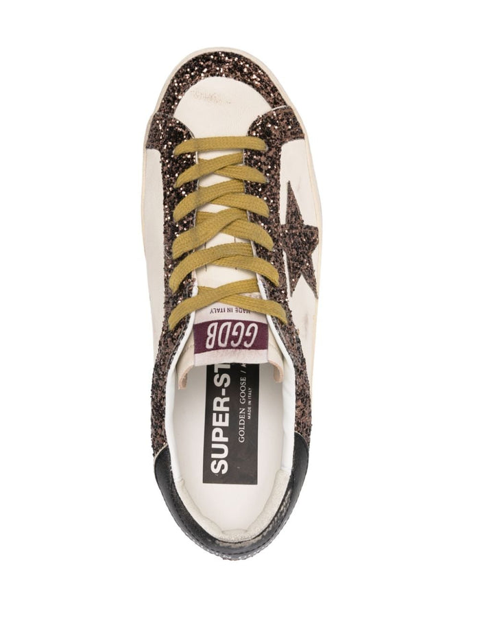 Golden Goose Scarpa Bianco-Marrone Donna Super Star Glitterate 2