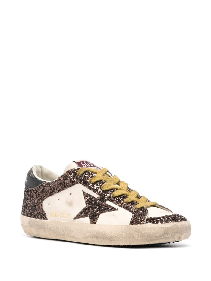 Golden Goose Scarpa Bianco-Marrone Donna Super Star Glitterate 3