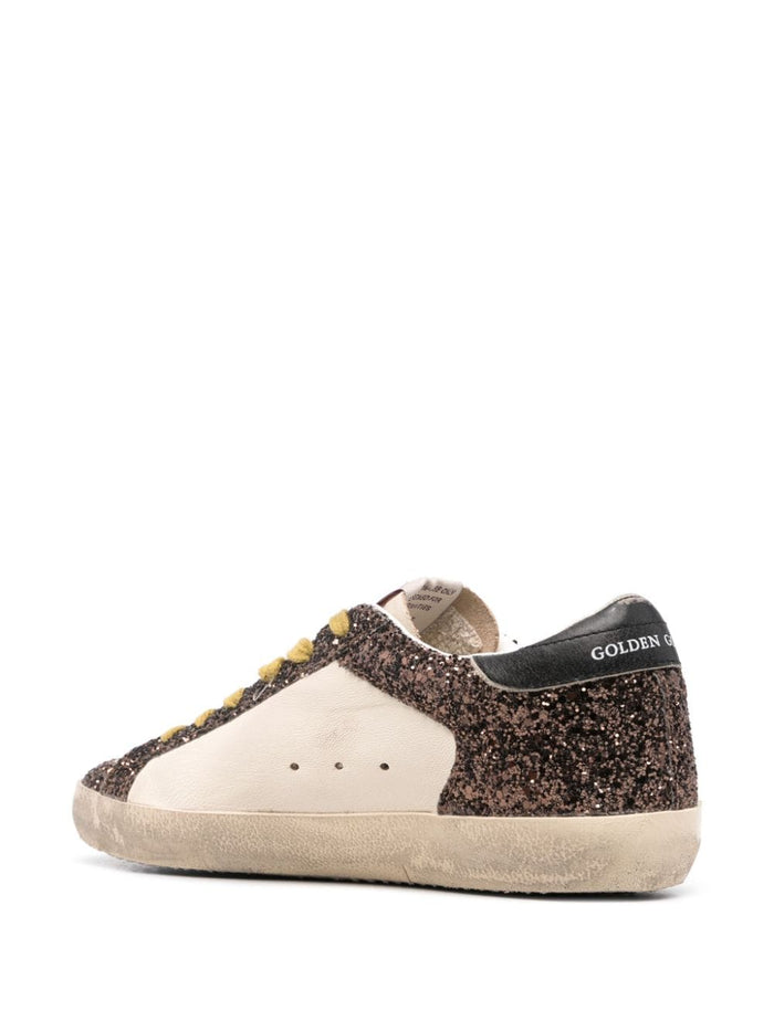 Golden Goose Scarpa Bianco-Marrone Donna Super Star Glitterate 4