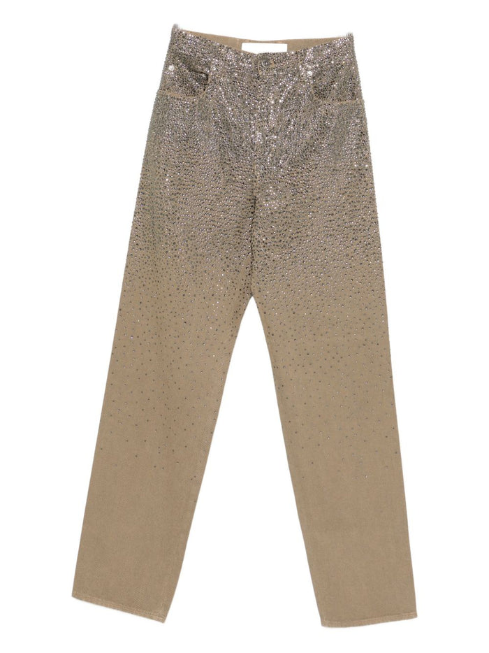 Golden Goose Pantalone Verde Donna con Cristalli 5