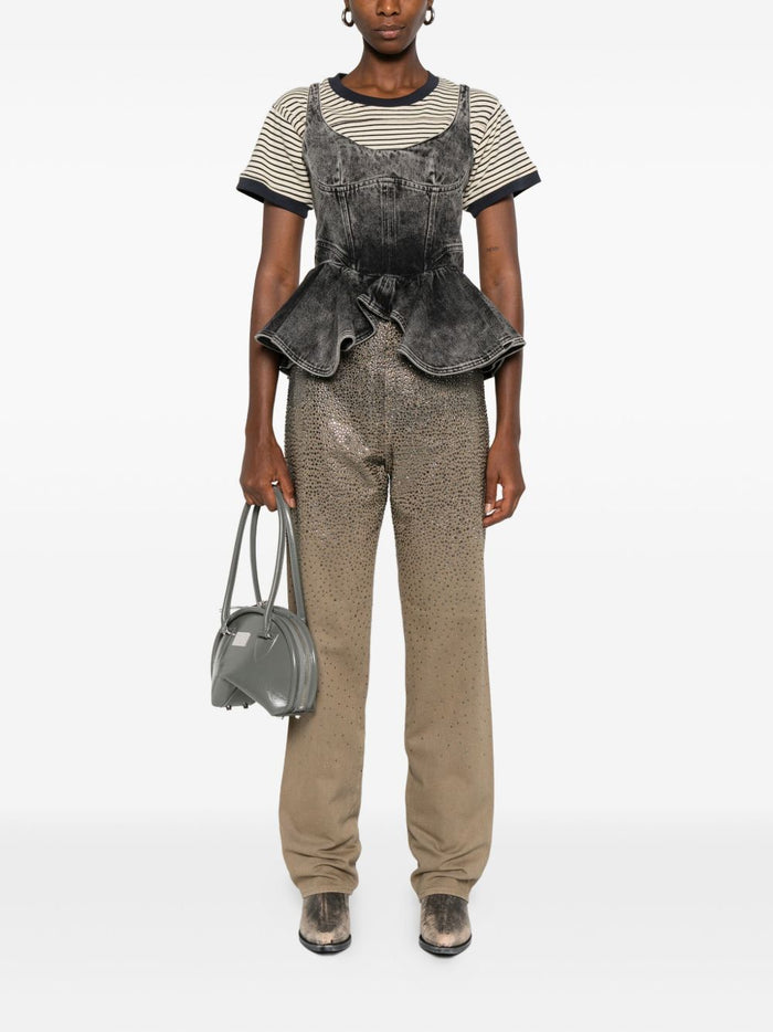 Golden Goose Pantalone Verde Donna con Cristalli 2