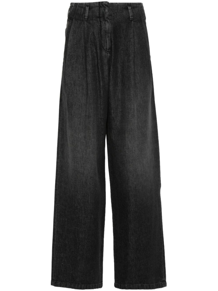 Golden Goose Jeans Nero Donna Gamba Ampia 5