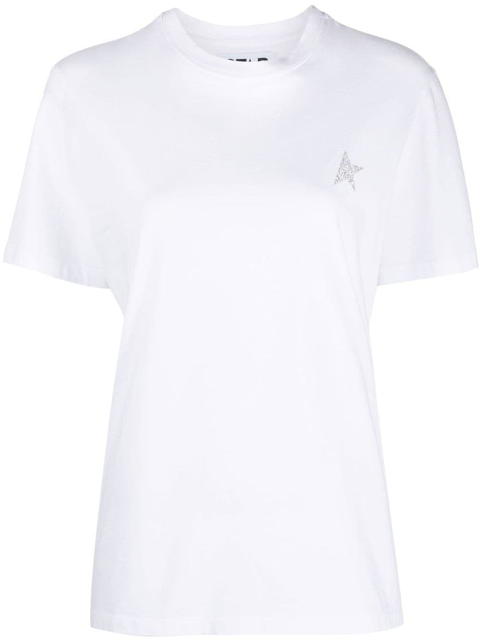 Golden Goose T-shirt Bianco Donna Stella Glitter 4