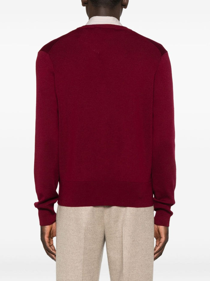 Ami Paris Herren Strickjacke Strickwaren Rot Mikro-Herz-Stickerei 3