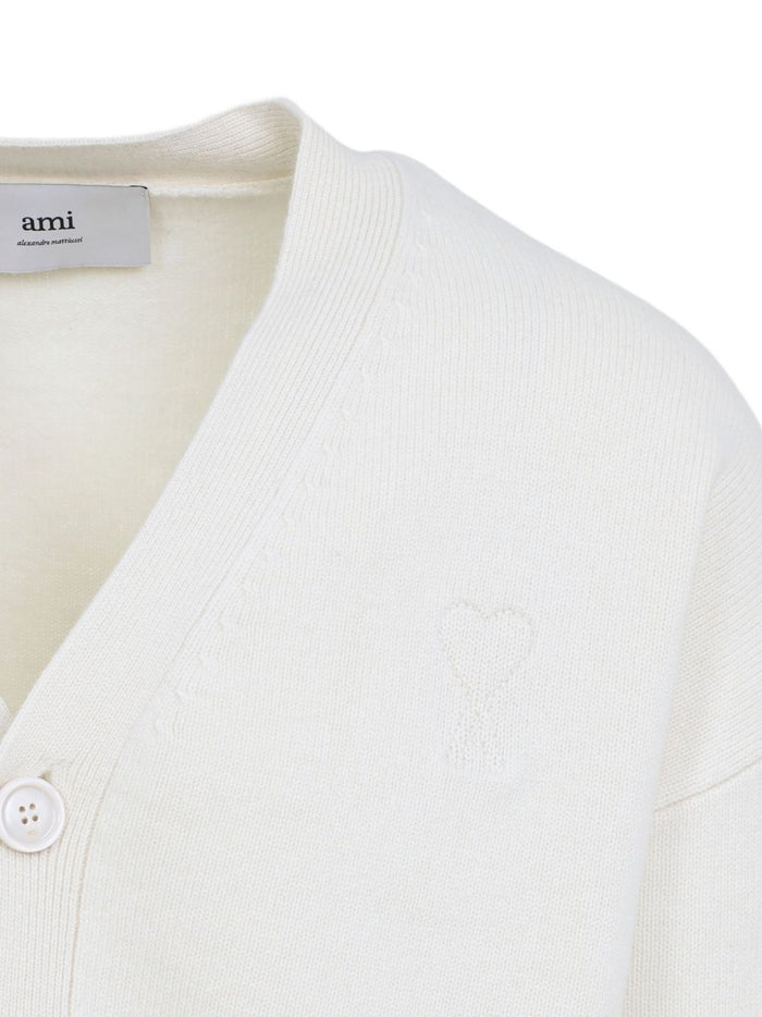 Ami Paris Herren Strickjacke Strickware Weiß mit Knöpfen 3