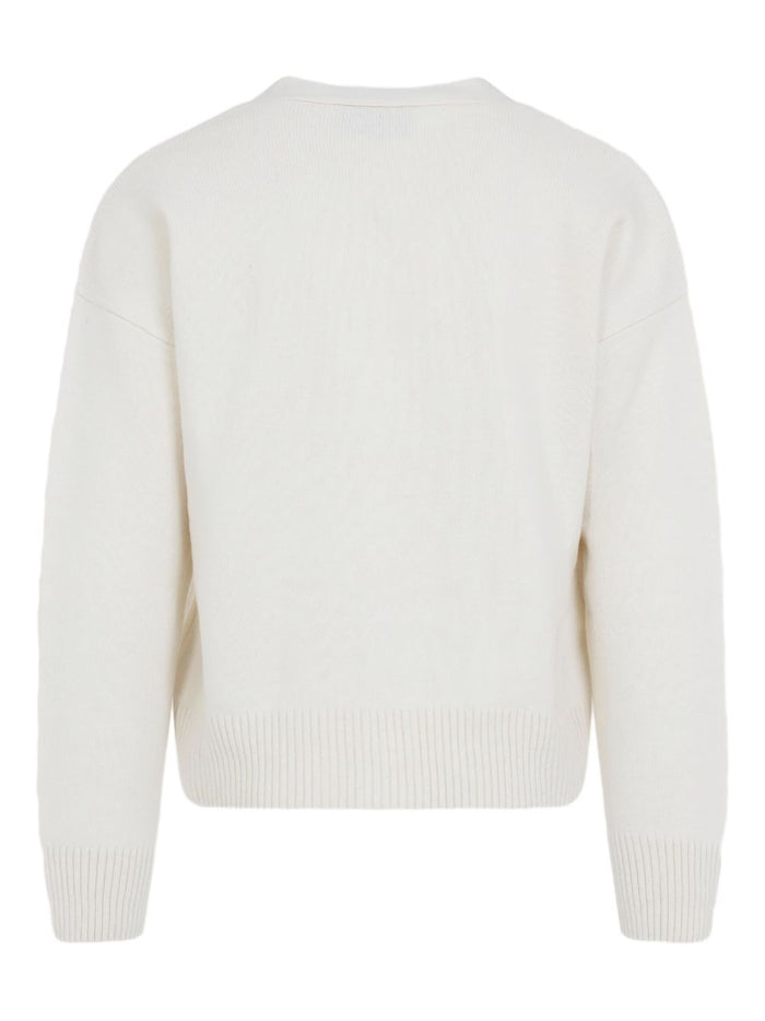 Ami Paris Herren Strickjacke Strickware Weiß mit Knöpfen 2