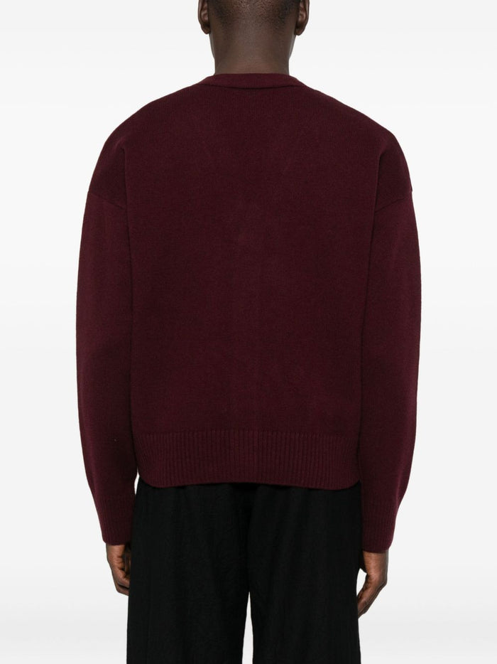 Ami Paris Ami de Coeur Uomo Cardigan Rosso Bordeaux 3