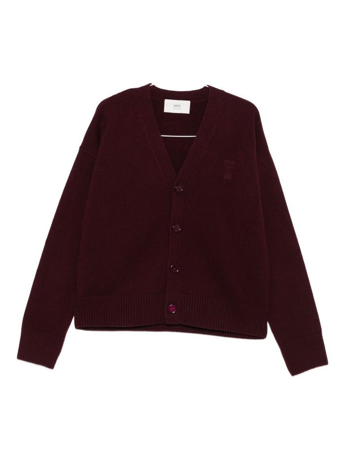 Ami Paris Ami de Coeur Uomo Cardigan Rosso Bordeaux 5
