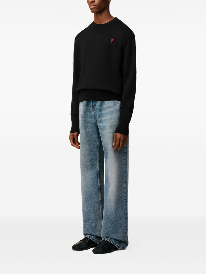 Ami Paris Herren-Pullover mit Rundhalsausschnitt, Schwarz 2