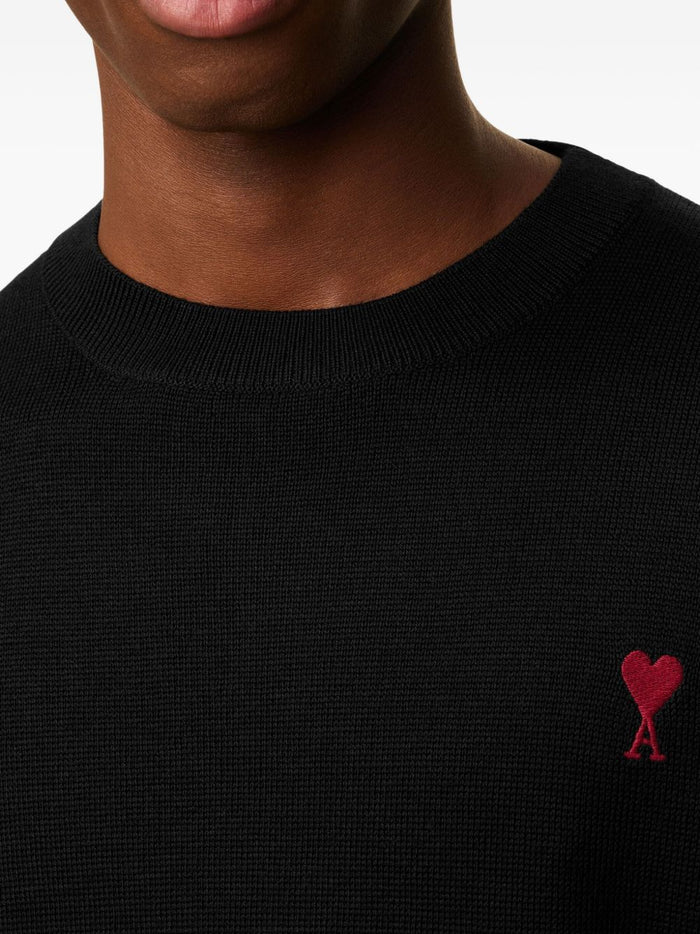 Ami Paris Herren-Pullover mit Rundhalsausschnitt, Schwarz 4