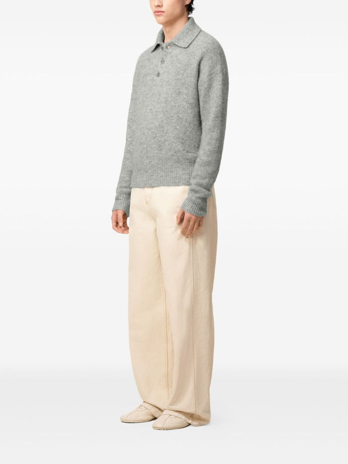 Ami Paris Polo Uomo Maglia Grigia Lana con Maniche Lunghe 2