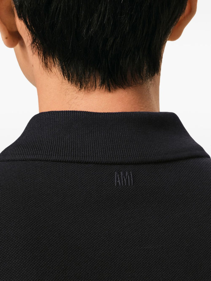 Ami Paris Polo Micro Ricamo Cuore Uomo Nero 4