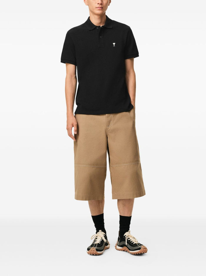 Ami Paris Polo Micro Ricamo Cuore Uomo Nero 1